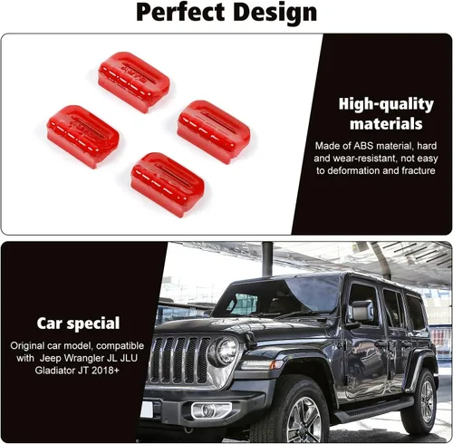 Vista 6 de RT-TCZ - Cubierta decorativa para interruptor de botón de ventana de consola central, accesorios interiores compatibles con Jeep Wrangler JL JLU