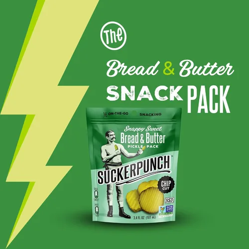 Vista 6 de SuckerPunch Encurtidos en una bolsa, sin gluten, kosher, sin azúcar, bajo en calorías, keto, vegano, sin OMG, listo para comer, para llevar, bolsas
