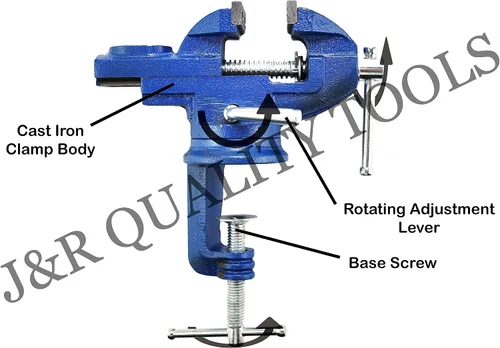 Vista 2 de VCT Tornillo de banco con base giratoria de sujeción de 2 pulgadas, soporte portátil para banco de trabajo, hogar, perforación, carpintería