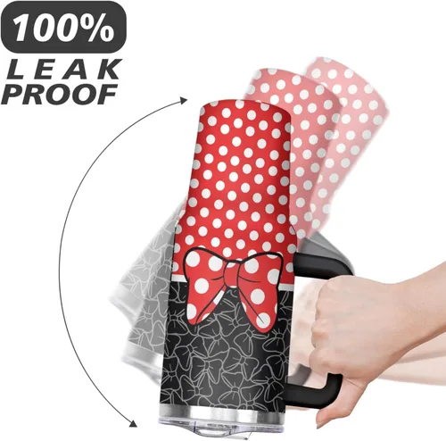 Vista 5 de Sunmdecor Vaso de 40 onzas con asa y pajitas de silicona, vaso aislado de café con asa, vaso de 40 onzas con asa