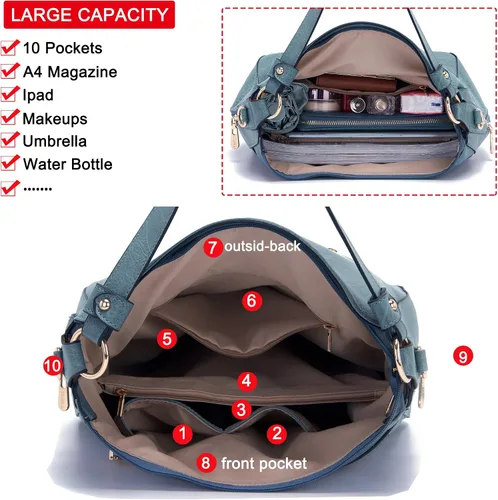 Vista 5 de Bolsos cruzados grandes para mujer, bolso de hombro para mujer, bolso y cartera para mujer, bolsos Hobo