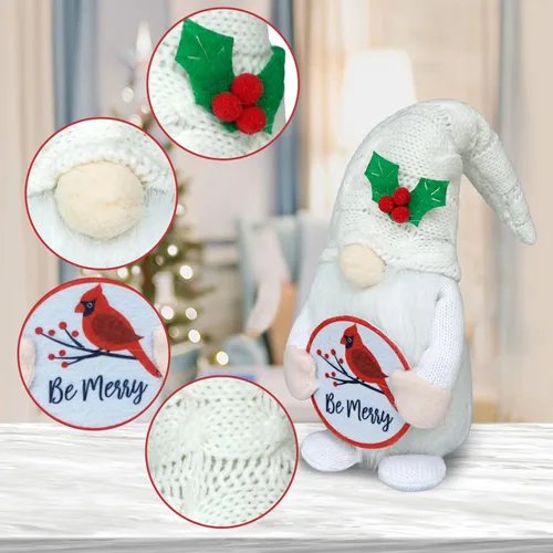 Vista 4 de Decoraciones de gnomos cardenales de Navidad para el hogar, cardenales rojos, regalo conmemorativo Tomte Cardenal para mujeres, adornos de Navidad