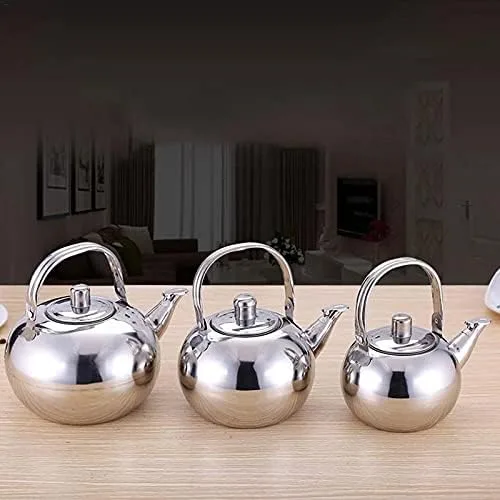 Vista 3 de Tetera de acero inoxidable de 1/1.5./2L con filtro de infusor de hojas de té, cafetera de gran capacidad, juego de té Kung Fu (2L)
