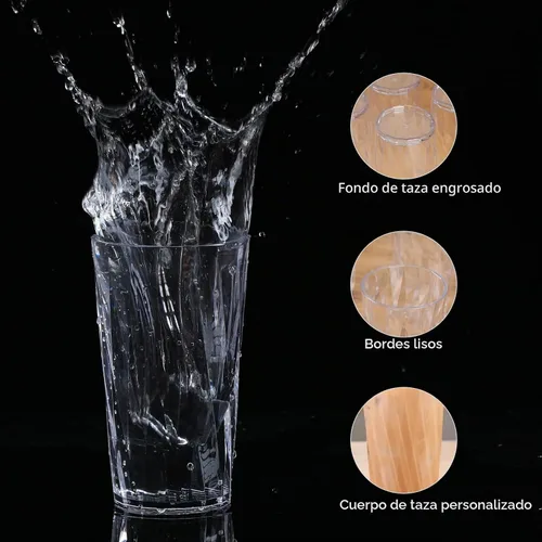 Vista 4 de vasos de plástico irrompibles, juego de 8, vasos de plástico a prueba de roturas, vasos de plástico transparentes, vasos de plástico de 10 oz, aptos
