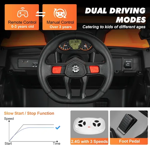Vista 3 de JOYLDIAS Vehículo eléctrico todoterreno 4WD con batería de 12 V para niños, vehículo eléctrico 4x4 con 4 potentes motores, control remoto de 2.4 G