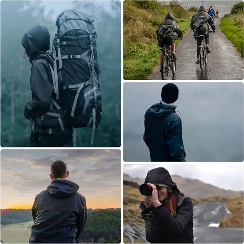 Vista 7 de G&Monday Men's Rain Jacket Waterproof Packable Raincoat Hooded Lightweight Shell Jacket Outdoor for Hiking Golf Daily Wear