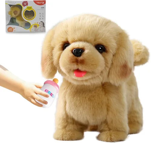 Vista 9 de Perro de peluche electrónico interactivo Akita, cachorro realista interactivo, perro de juguete, caminar, ladrar, menear la cola y hablar, regalos