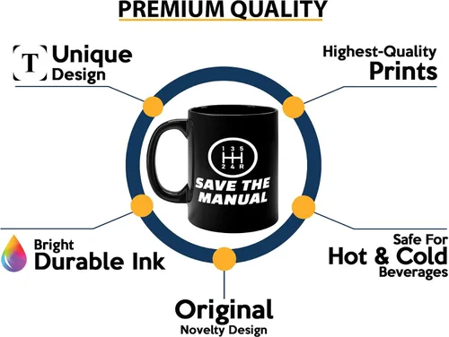 Vista 3 de Carguy Taza de café 11oz Negro -guarde los manuales - Funny Sarcasm Car Lover Owner Enthusiast Mechanics Racing Street Racer Road Trip Organized Car