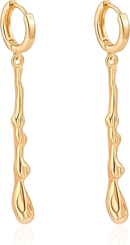 Vista 11 de Aobei Pearl 18K Oro/Platino Chapado en Latón Arete Colgante de Barra Vertical Larga Gota Pendiente Minimalista Joyería Geométrica para Mujeres Barra
