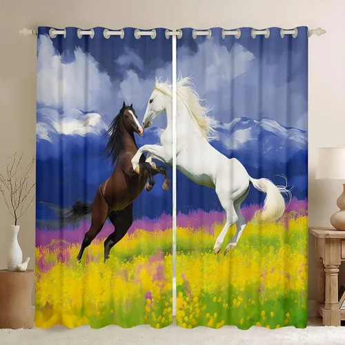 Vista 13 de Feelyou Cortinas opacas con estampado de leopardo para dormitorio, sala de estar, safari, cortinas de oscurecimiento de habitación con purpurina