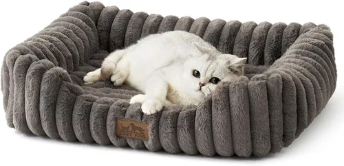 Vista 9 de COZY KISS Cama ortopédica para mascotas para gatos pequeños, cama rectangular lavable para mascotas con parte inferior antideslizante, cama suave