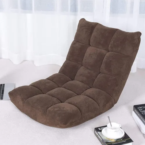 Vista 15 de FANTASK Sofá de suelo de 14 posiciones, silla plegable de espuma viscoelástica con cómodos cojines y marco de acero de estudio, sofá de piso