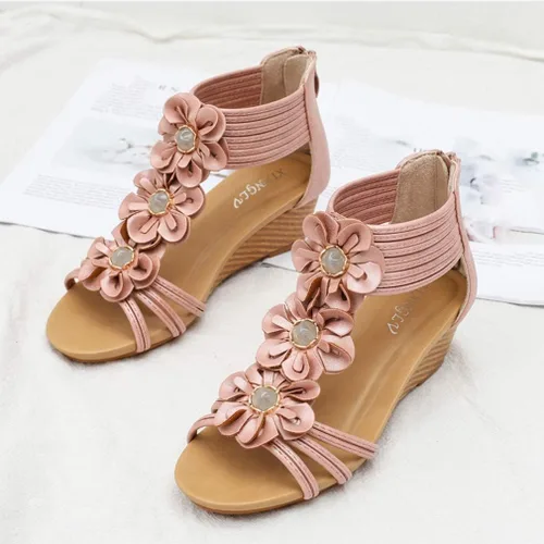 Vista 5 de SO SIMPOK Sandalias de cuña cómodas para mujer, estilo retro, para verano, playa, suaves