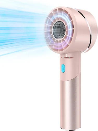 Vista 9 de Lepwings Ventilador de mano, mini ventilador turbo portátil pequeño, recargable con 4 ventiladores personales de alta velocidad, tiempo de Azul