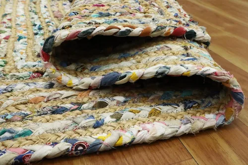 Vista 107 de Natural Jute Collection - Alfombra rectangular de 2 x 3 pies, alfombra de yute trenzada a cuadros multicolor de 0.27 pulgadas de grosor, ideal
