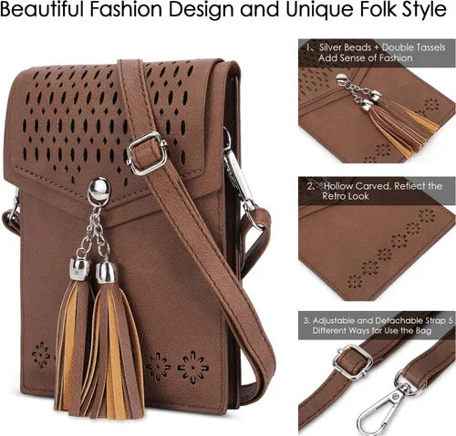 Vista 3 de seOSTO Womens Small Crossbody Bag For Woman, Tassel Wallet PurseGifts For Teenage Girls