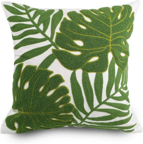 Vista 23 de Fundas de almohada bordadas, 4 girasoles de 18 x 18 pulgadas, diseño floral, 100% algodón, decoración del hogar, flores amarillas, 17.7 x 17.7 in, 1