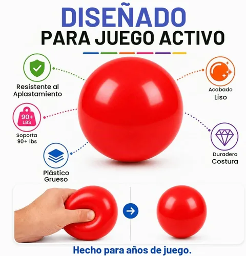 Vista 6 de Ball Pit Balls, Bright & Pastel Multicolor Plastic Balls For Kids Brillante