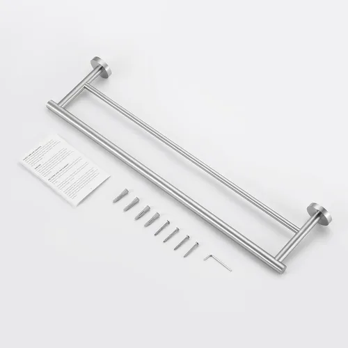 Vista 8 de KES Toallero doble de 23.6 pulgadas, soporte para toallas de baño, cocina, barra de toalla doble, resistente al óxido, montaje en pared, acero