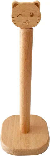 Vista 11 de Soporte para toallas de papel, soporte de rollo de cocina de madera (bola negra)