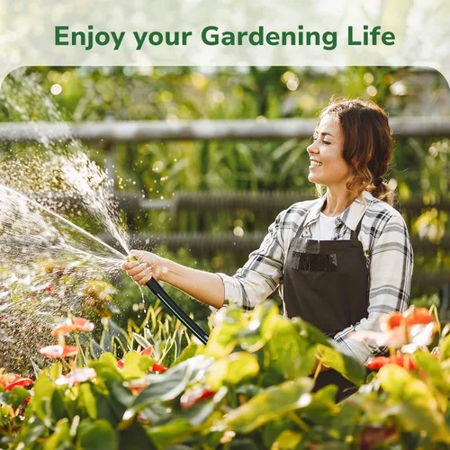Vista 7 de GreatBuddy Manguera de jardín de 3 pies, 5/8 pulgadas, manguera híbrida resistente, flexible y ligera, explosión de 600 PSI con accesorios de latón