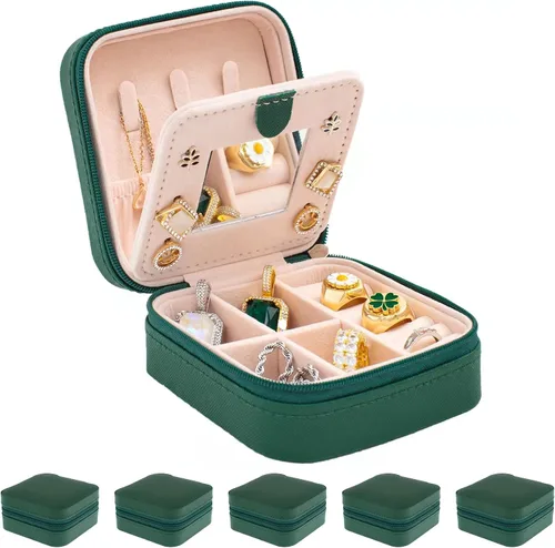 Vista 12 de KElofoN Estuche de viaje para joyas Caja de viaje para joyas Organizador de joyas de viaje Pequeño estuche organizador de joyas para niñas y mujeres