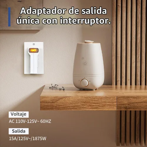 Vista 3 de SYCON Adaptador de pared de 4 tomas con interruptor de alimentación y luz nocturna, adaptador extensor de 2 clavijas con 4 tomas de corriente