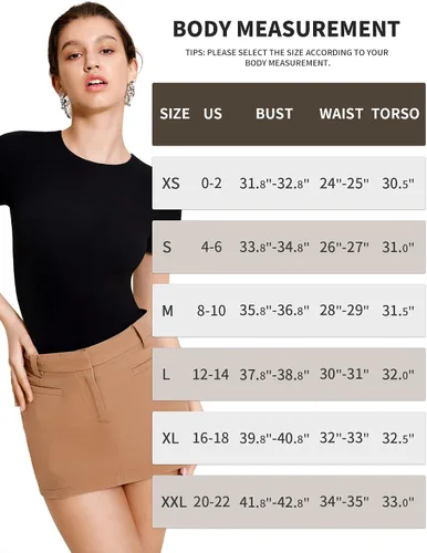 Vista 5 de ALGALAROUND Body de manga corta de doble capa para mujer, camisetas básicas