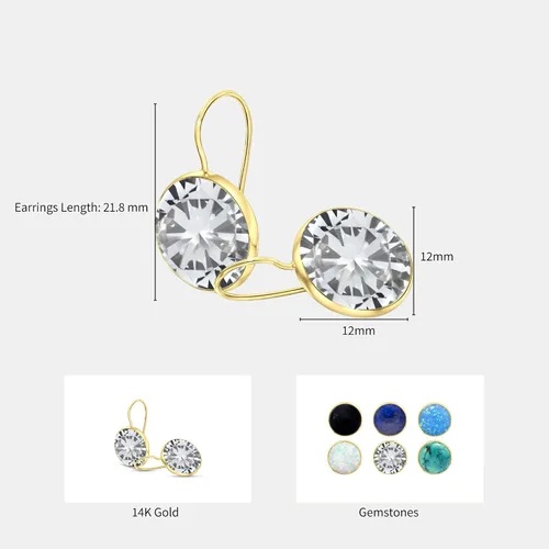 Vista 21 de Gemstone Earrings for Women - Gold Gemstone Drop Earrings - Birthstone - 14K Gold Earrings for Women - Gold Formal Earrings - Boho Wedding Earrings