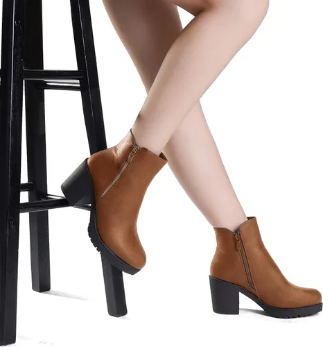 Vista 7 de DREAM PAIRS - Botines para mujer, de invierno y tacón bajo grueso