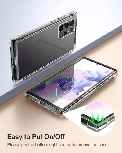 Vista 10 de SURITCH Funda Transparente para Samsung Galaxy S22 Ultra de 6.8" (Solo), [Protector de Pantalla Integrado] Carcasa Protectora de Cuerpo Completo