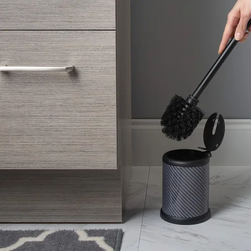 Vista 6 de Bath Bliss - Cepillo y soporte para inodoro Tapa de cierre automático Cabezal de 360 grados Limpieza del baño Tamaño compacto