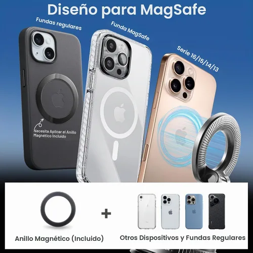 Vista 7 de Soporte magnético para teléfono de coche con succión al vacío, plegable y manos libres, rotación ajustable de 360°, montaje para teléfono