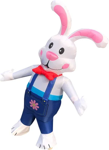 Vista 3 de RHYTHMARTS Disfraz inflable de conejo de Pascua, traje de conejo de Pascua, disfraz de conejo para adultos