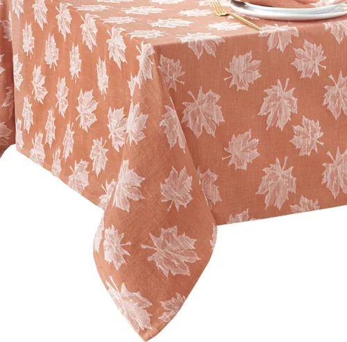 Vista 9 de Falling Leaves - Mantel jacquard color verde, 70 pulgadas de ancho x 70 pulgadas de largo, redondo