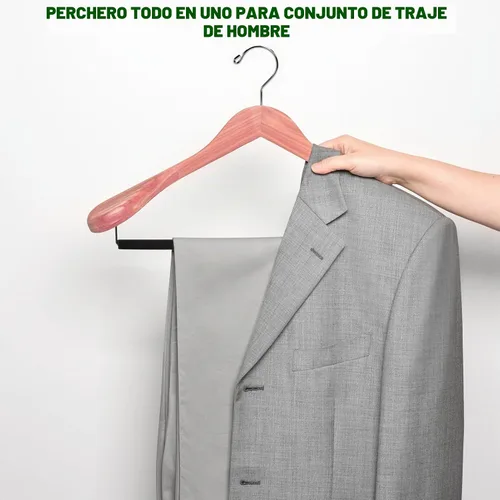 Vista 7 de Amber Home Paquete de 5 perchas de cedro para trajes con hombro extra ancho, perchas de madera para abrigos y chaquetas, perchas de cedro natural