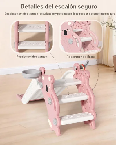 Vista 6 de Babytronic Tobogán 4 en 1 para niños pequeños de 1 a 3 años, para Rosa