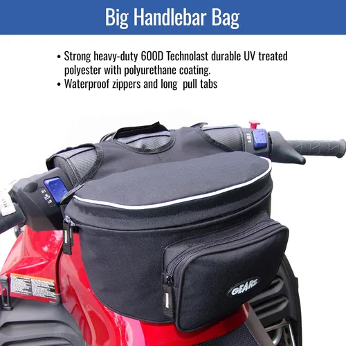 Vista 2 de GEARS Bolsa grande para manillar para motos de nieve, trineo, cuatrimoto, bolsa de almacenamiento para transporte diario, soporte resistente al agua