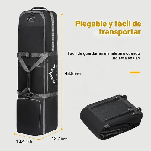 Vista 2 de Bolsa de viaje de golf GoHimal con ruedas, estuche de viaje de golf de tela Oxford resistente de 1200D para aerolíneas Oxford 1200D resistente al