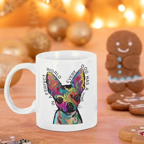 Vista 3 de DogsMakeMeHappy Taza de café para perros Chihuahua – Taza de café de cacao caliente de cerámica – La mejor idea de regalo en Navidad, aniversario