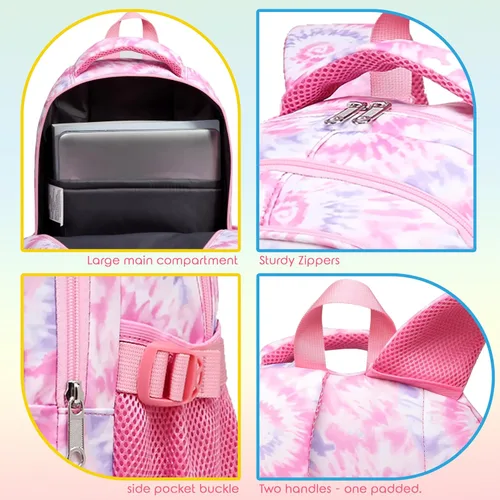 Vista 5 de BLUEFAIRY Mochilas infantiles para niñas y niños, regalos de regreso a la escuela para niños, primaria, primaria, escuela secundaria, Rosa