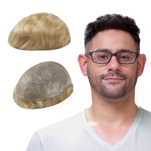 Vista 11 de Lordhair Toupee para hombres con cabello humano 100% europeo 8x10 pulgadas para hombres 0.001 in sistema de cabello de piel ultra fina para todos