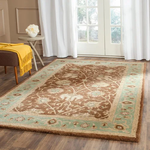 Vista 42 de SAFAVIEH Colección Antigüedades - Alfombra de 6' redonda, marrón y verde, hecha a mano, diseño oriental tradicional de lana, ideal para áreas
