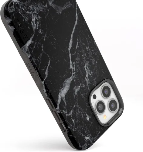 Vista 13 de Casely Funda para iPhone 13 mármol negro perla Diseño protector audaz Compatible con MagSafe