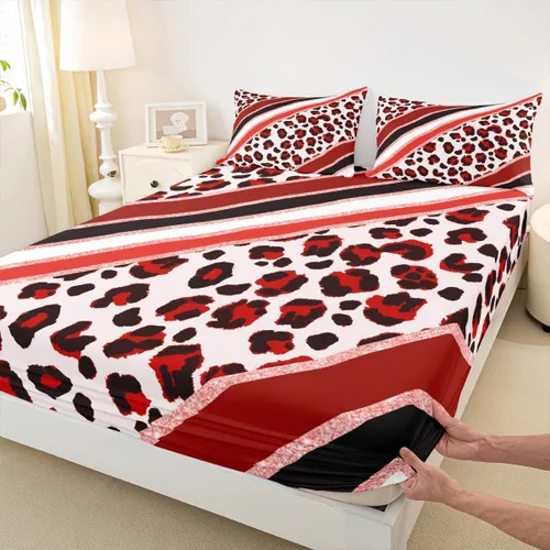 Vista 11 de Sábana bajera ajustable para niños, tamaño individual, diseño de cebra y leopardo con purpurina, decoración de habitación para niñas y mujeres, A1