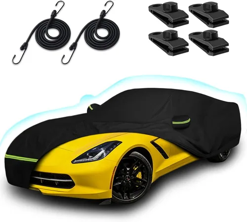 Vista 21 de Funda de automóvil de 6 capas para Hummer H2 SUV 2002-2009, 210T, impermeable, sol, lluvia, UV, polvo, nieve, protección al aire libre, H2, cubierta