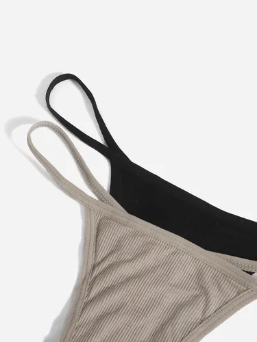Vista 4 de SHENHE Ropa interior acanalada de 7 piezas para mujer tangas con espalda en T y talle bajo