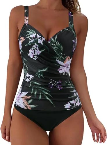 Vista 61 de SUUKSESS Traje de baño tankini sexy con efecto de realce y control de abdomen para mujer
