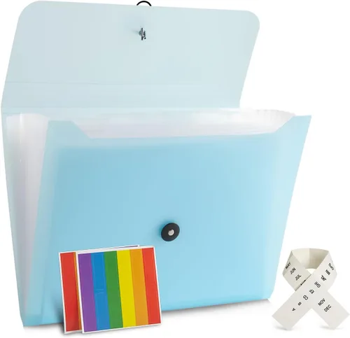 Vista 9 de Carpeta de archivos expandible con 13 bolsillos, carpeta de archivo de acordeón para documentos, organizador estético de papel negro