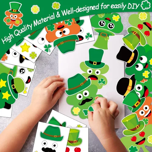 Vista 4 de chiazllta 36 paquetes de manualidades del día de San Patricio, arte de trébol para manualidades, para el día de San Patricio, haz tu propio juego